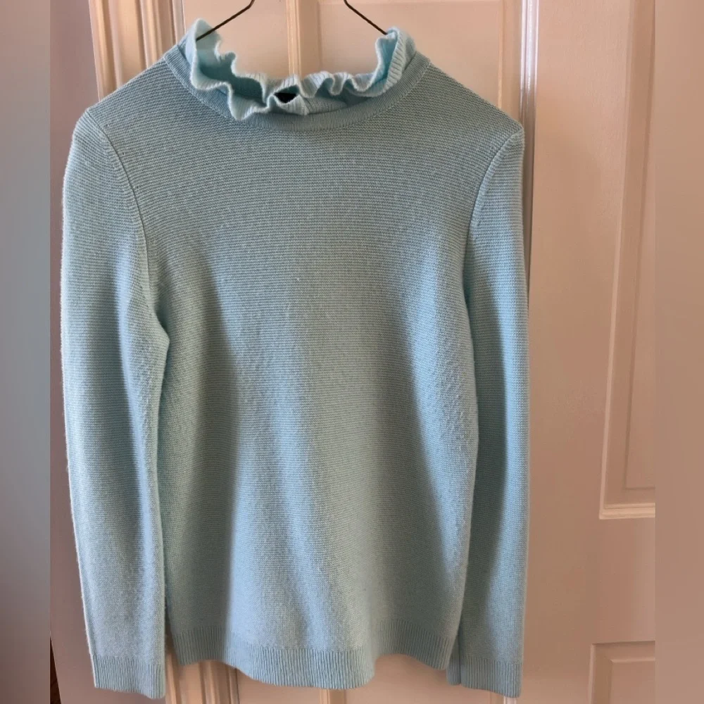 Talbots Teal Ruffled Neck Sweater Soft Knit Timeless Design - Picture 1 of 4